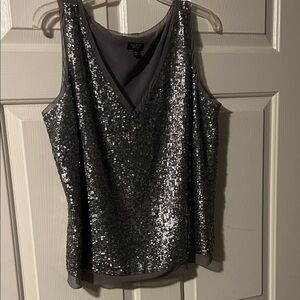 Talbots Shimmering Gray Sequin Tank Top